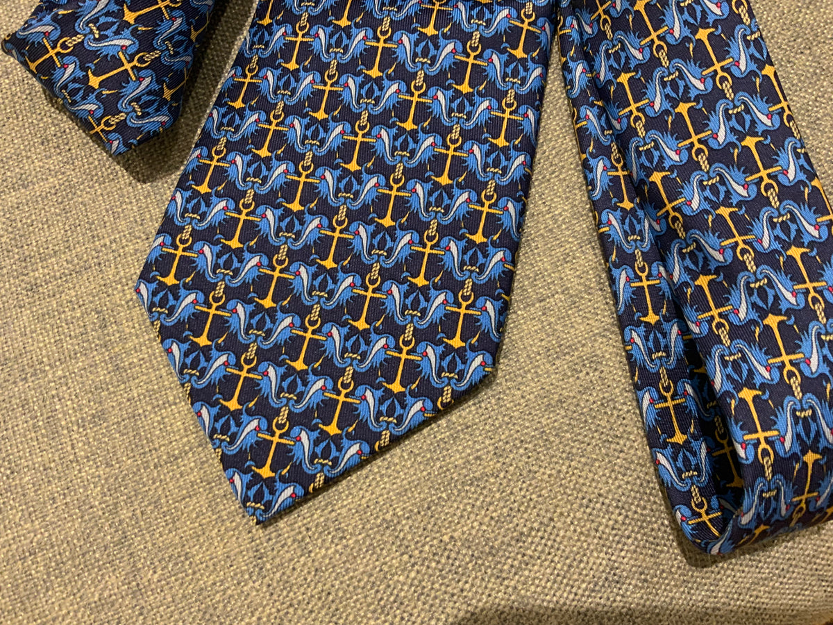 Hermès HERMES Paris Tie 7238 MA Color - Anchors Blue Neck Tie men