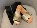 Nicholas Kirkwood Gold Metallic quilted leather Slides Sandals Size 38 UK 5 US 8 ladies