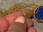 TIMELESS PEARLY netaporter lapis lazuli MULTI STRAND CHAIN DROP EARRINGS GOLD ladies