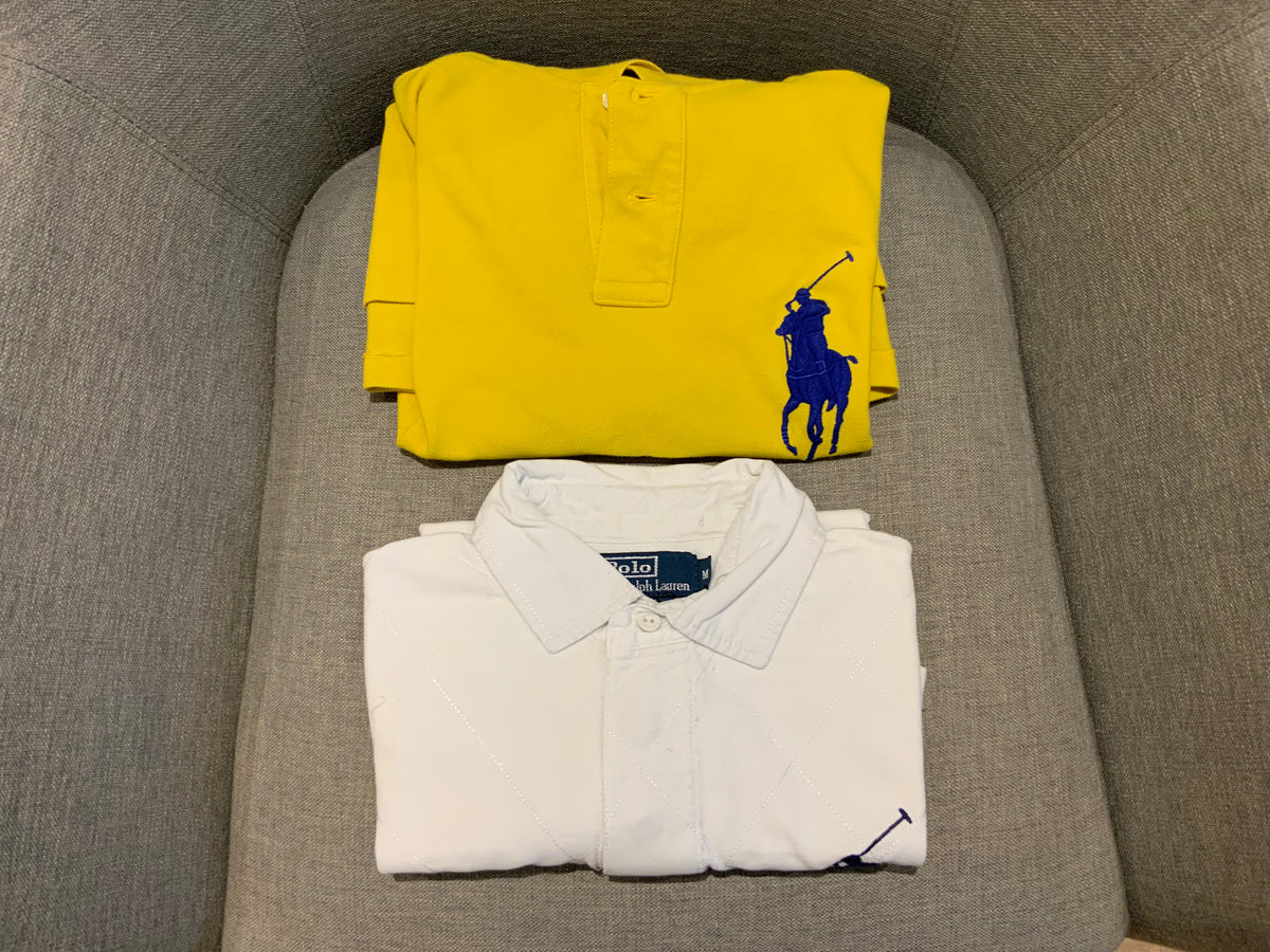 $280 Polo RALPH LAUREN Big Pony Polo T shirt Top Size M medium yellow & white men