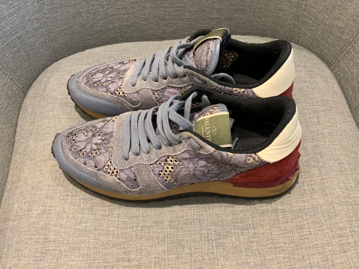 Valentino Rockrunner Lace Suede Printed Sneakers Trainers Size 38 UK 5 US 8 ladies