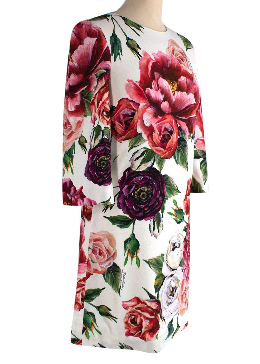 DOLCE & GABBANA Peony Roses print cady A-line dress Size I 36 UK 4 US 0 ladies