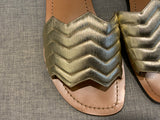 Nicholas Kirkwood Gold Metallic quilted leather Slides Sandals Size 38 UK 5 US 8 ladies