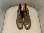 BALENCIAGA LEATHER KHAKI Moto Boots Size 37 1/2 UK 4.5 US 7.5 ladies