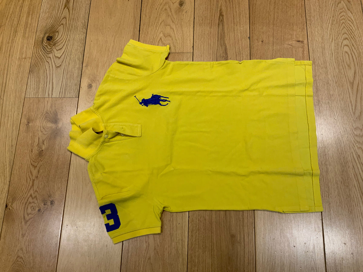 $280 Polo RALPH LAUREN Big Pony Polo T shirt Top Size M medium yellow & white men