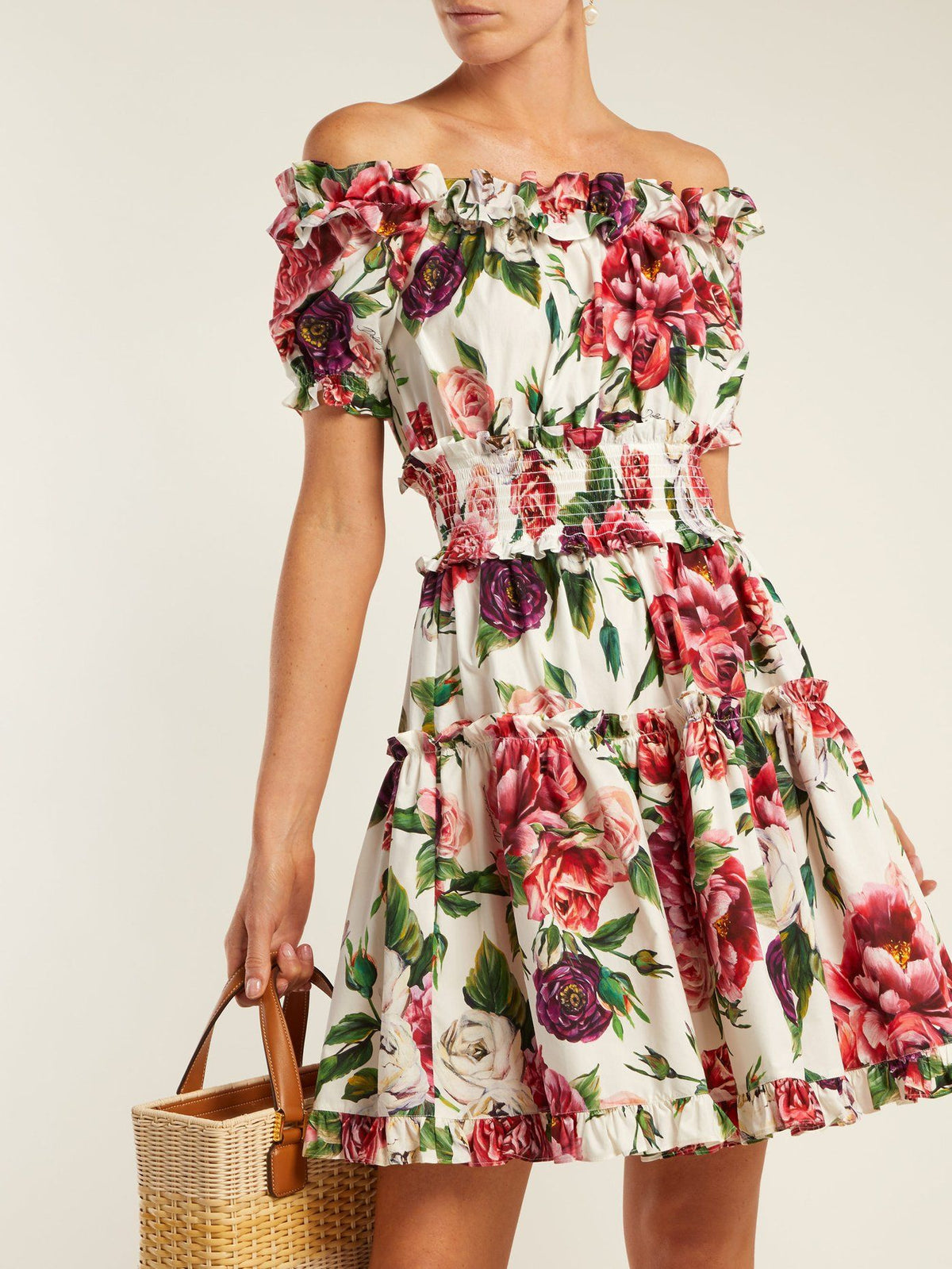 Dolce & Gabbana Off-The-Shoulder Peony Floral Dress Size I 40 UK 8 US 4 S small ladies
