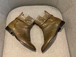 BALENCIAGA LEATHER KHAKI Moto Boots Size 37 1/2 UK 4.5 US 7.5 ladies