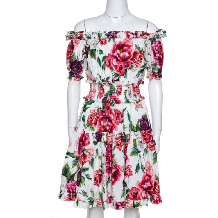 Dolce & Gabbana Off-The-Shoulder Peony Floral Dress Size I 40 UK 8 US 4 S small ladies
