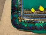 Matthew Williamson Green Suede Crystals and Feather Embellished Clutch Bag ladies