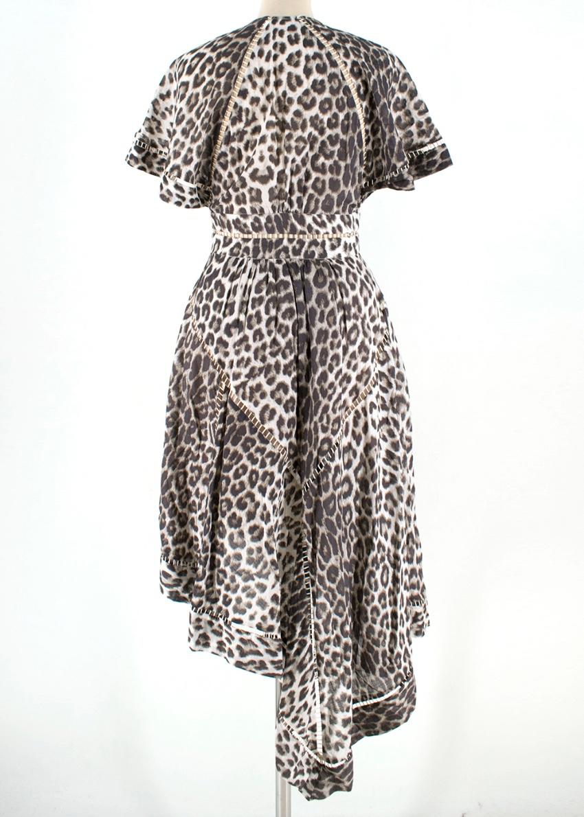 ZIMMERMANN Leopard Print V-Neck Short Sleeve Asymmetrical Dress Size 0 XS ladies