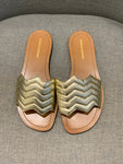 Nicholas Kirkwood Gold Metallic quilted leather Slides Sandals Size 38 UK 5 US 8 ladies