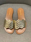 Nicholas Kirkwood Gold Metallic quilted leather Slides Sandals Size 38 UK 5 US 8 ladies