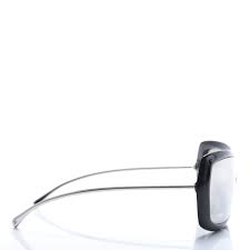 Chanel Acetate Silver Metal Shield Sunglasses 71336 Black ladies