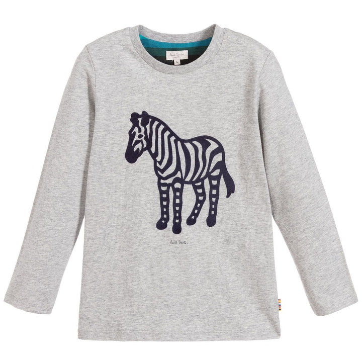 Paul Smith Junior Boys Grey Cotton Zebra Top Size 4 & 5 years children