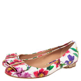 Salvatore Ferragamo Floral Print Leather Avola Bow Ballet Flats Size 8C 38 ladies