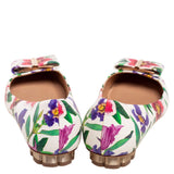 Salvatore Ferragamo Floral Print Leather Avola Bow Ballet Flats Size 8C 38 ladies