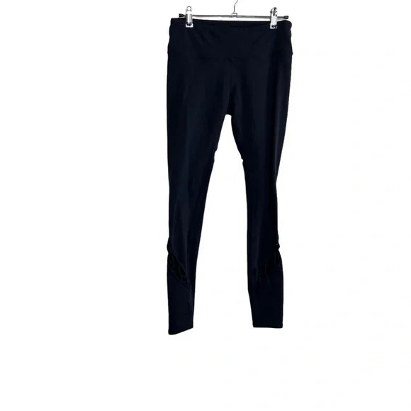 ALO YOGA LATTICE CUTOUT BLACK LEGGING ENTWINE PULL ON STRETCH LEGGINGS SIZE S ladies