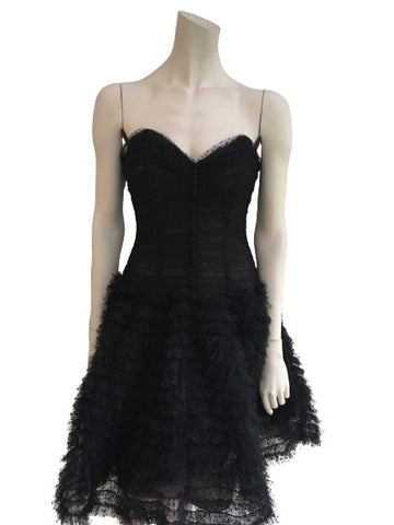Oscar de la Renta Rare Vintage 1960's Corset Lace Ruffle Dress  Ladies