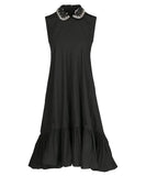REDVALENTINO Black Crystals embellished collar dress size I 42 UK 10 US 6 ladies