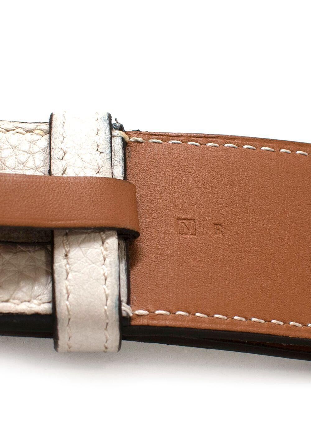 Hermès HERMES Mens Blanc Taurillon Clemence Leather Etriviere Belt Size 40 men