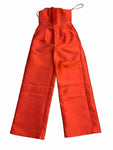 Warehouse Satin Twill Bandeau Strapless Corset Jumpsuit in Coral Red UK 10 US 6 ladies