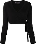 Dolce & Gabbana Cropped Wrap Wool Cardigan Sweater Jumper Top Size I 42 US 6 ladies