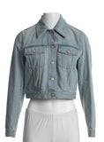 Gucci Embroidered Tiger Cropped Denim Jacket Light Blue Size I 42 UK 10 US 6 ladies