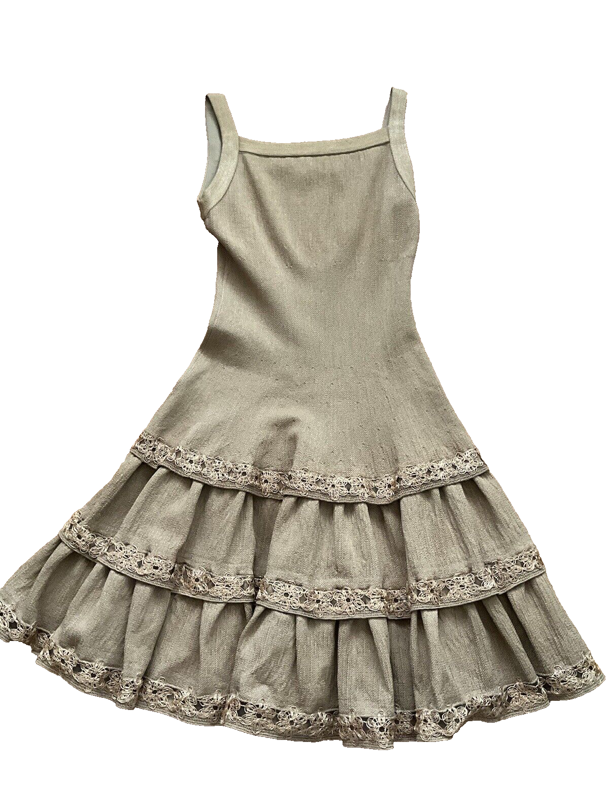 AZZEDINE ALAÏA ALAIA Brown Raffia Flower Knit MINI DRESS F 36 UK 8 US 4 ladies