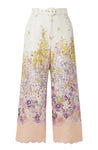 Zimmermann Jude Belted Scalloped Floral-Print Linen Wide-Leg Pants Size 1 S small ladies