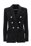 Balmain Black Velvet Celestial Suit Jacket Blazer Size F 38 ladies