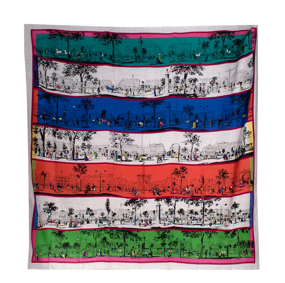 Hermès Hermes Cashmere Silk A L'Ombre des Boulevards Printed Cashmere Shawl 140 ladies