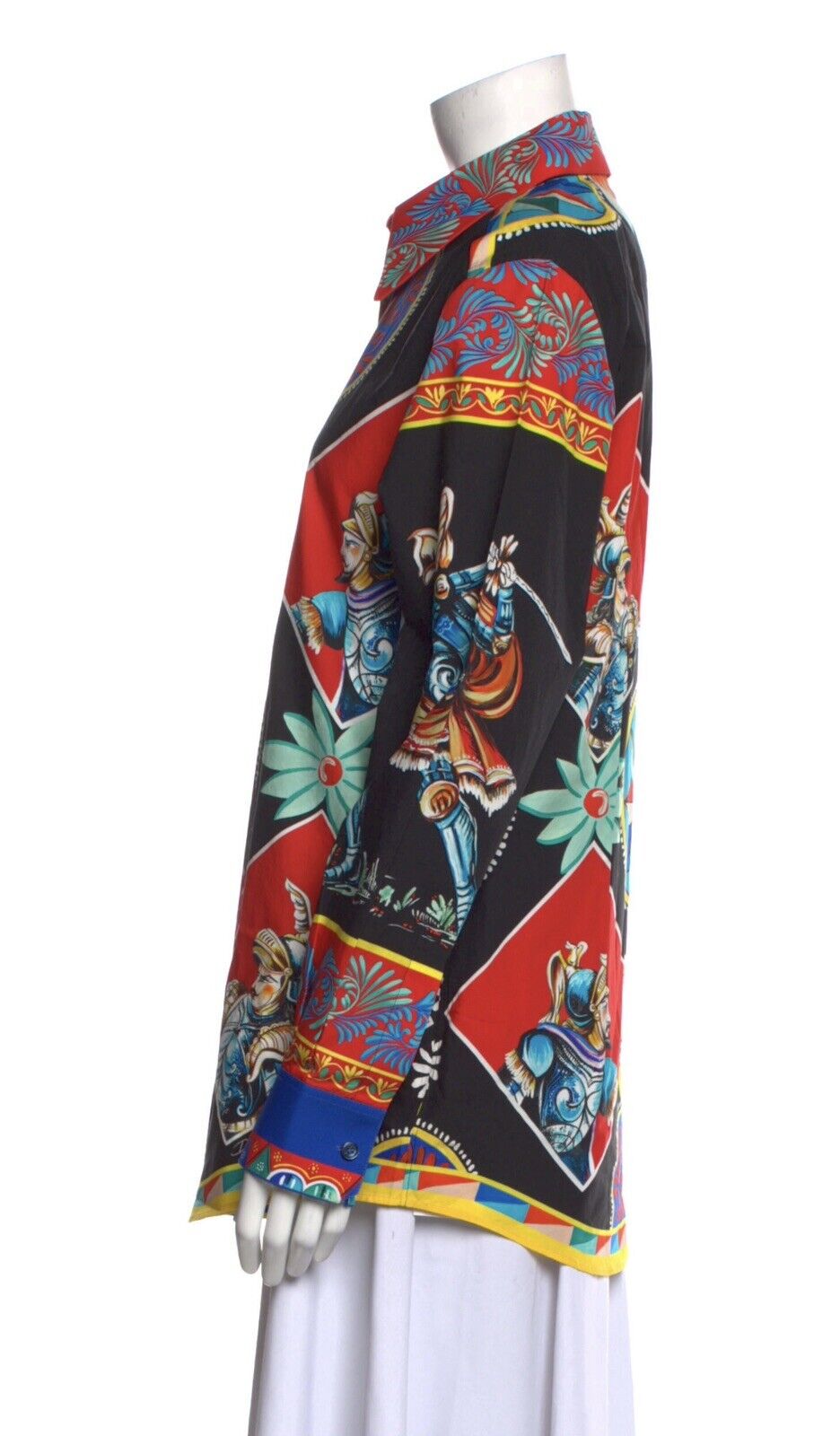 Dolce & Gabbana 2023 printed long collar shirt - Black Size I 44 UK 12 US 8 ladies