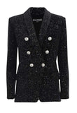 Balmain Black Velvet Celestial Suit Jacket Blazer Size F 38 ladies