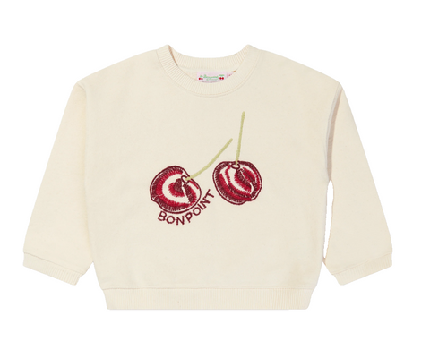 BONPOINT Girls’ cherry-motif embroidered Tayla Sweatshirt SIZE 12 YEARS children