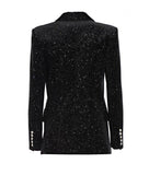 Balmain Black Velvet Celestial Suit Jacket Blazer Size F 38 ladies