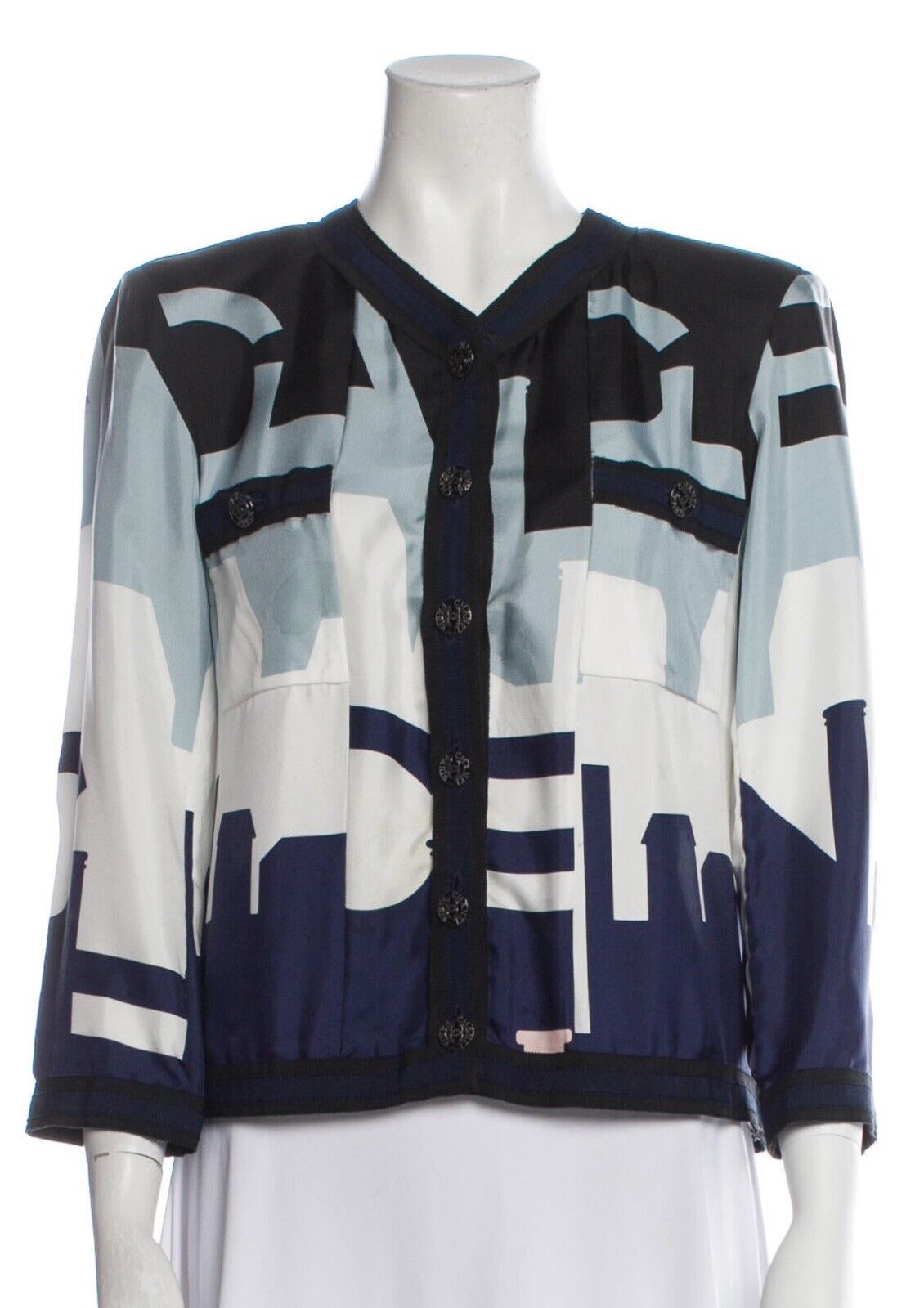 Chanel 2020 Pure Silk Logo Runaway Jacket Size F 38 UK 10 US 6 ladies