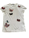 VALENTINO Garavani White Cotton Butterfly Embroidered T-Shirt Size S Small ladies