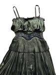 ELIE SAAB Bronze Pleated Silk Insert Plisse Asymmetric Dress F 36 UK 8 US 4 S ladies