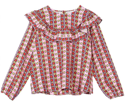 STELLA MCCARTNEY KIDS GIRLS’ Star Row Twill Top Blouse Size 10 years children