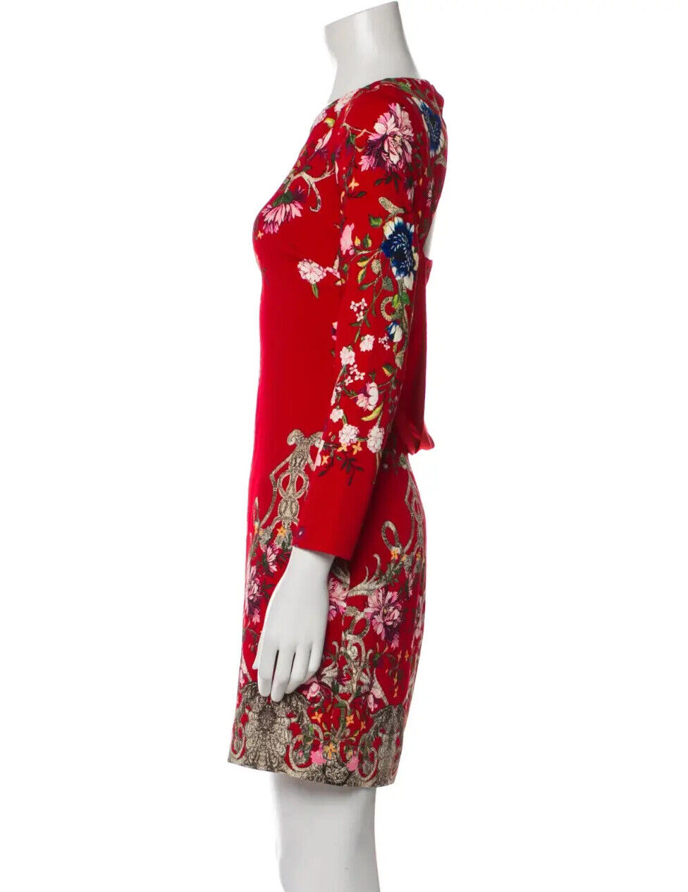 Roberto Cavalli Red Floral Backless Mini Dress Size I 42 UK 10 US 6 ladies