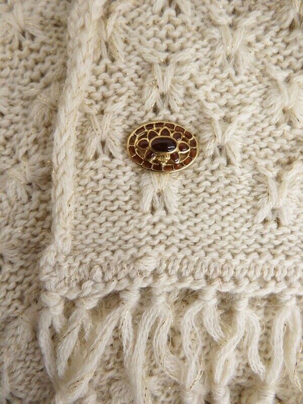 CHANEL Bombay Alpaca Including Scarf Knit Open Sweater Jumper F 42 UK 14 US 10 ladies