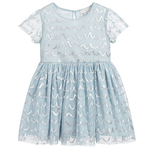 Stella McCartney KIDS Girl's BLUE & SILVER TULLE DRESS Size 10 years old children