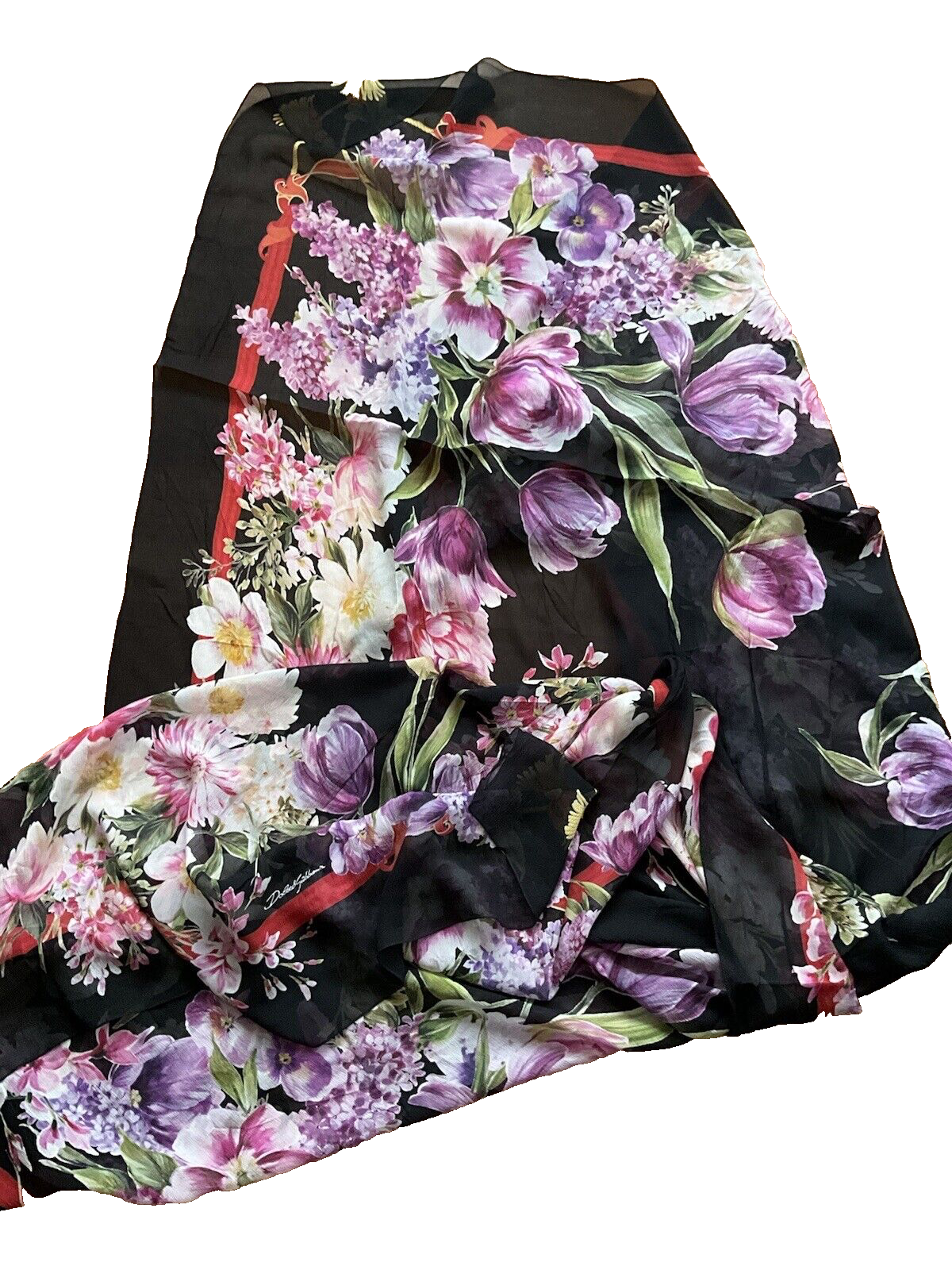 Dolce & Gabbana Silk Chiffon Extra large Floral Scarf Shawl 135x200 cm ladies