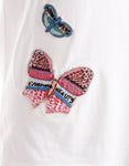 VALENTINO Garavani White Cotton Butterfly Embroidered T-Shirt Size S Small ladies