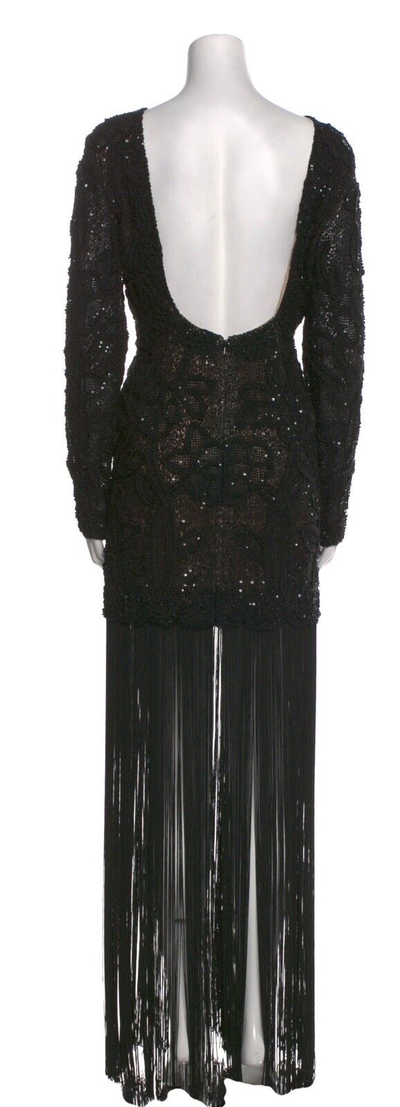 OSCAR DE LA RENTA Red Carpet 2020 Beaded-Embellished Fringed Gown Dress US 10 L ladies