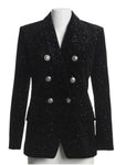 Balmain Black Velvet Celestial Suit Jacket Blazer Size F 38 ladies