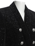 Balmain Black Velvet Celestial Suit Jacket Blazer Size F 38 ladies