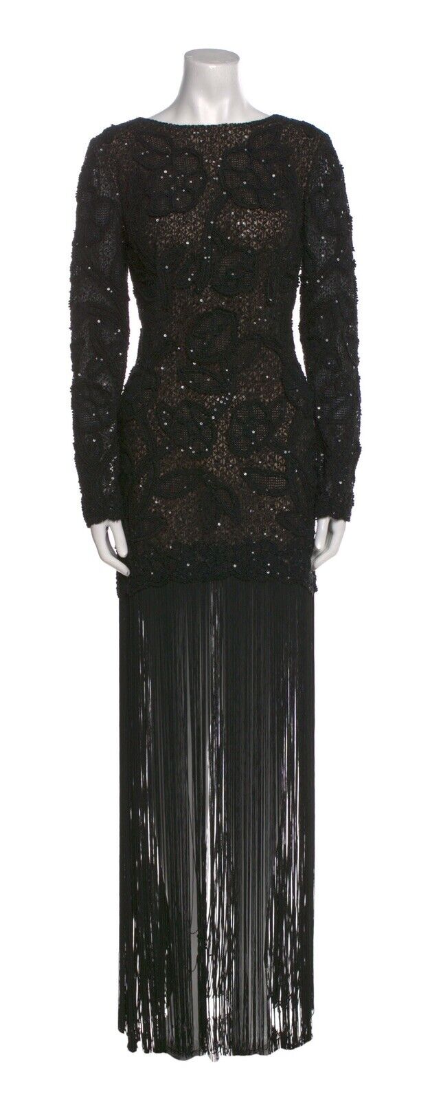 OSCAR DE LA RENTA Red Carpet 2020 Beaded-Embellished Fringed Gown Dress US 10 L ladies