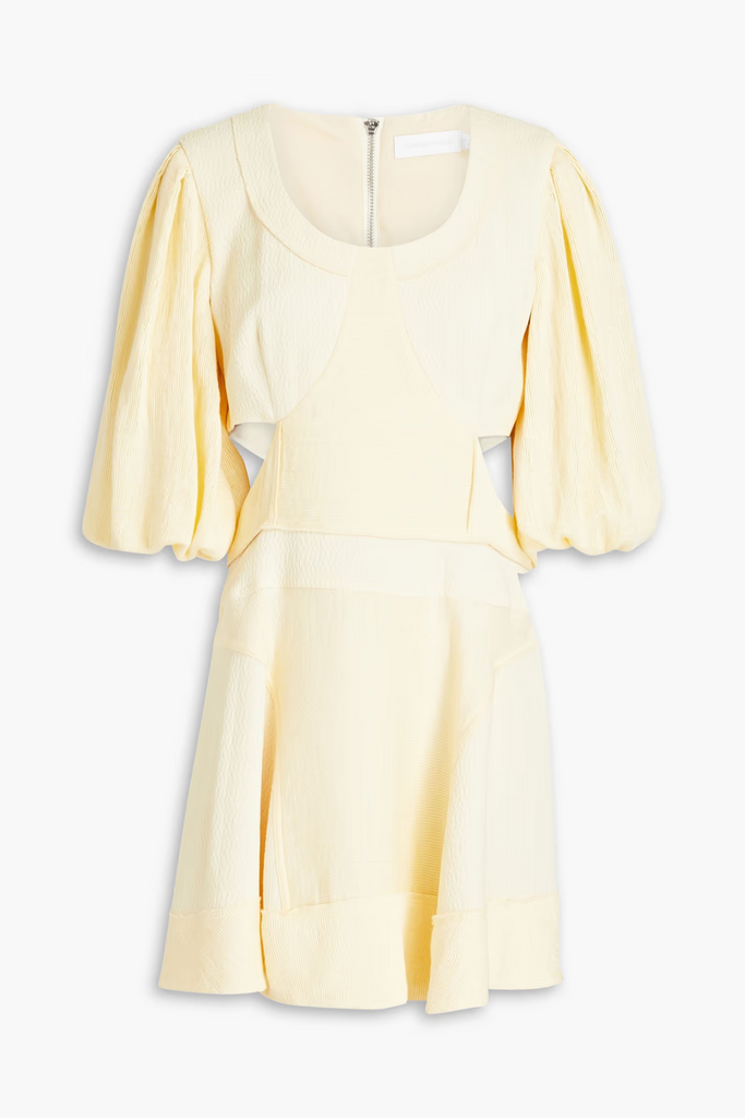Jonathan Simkhai Journey Cutout Jacquard Mini Dress In Pastel Yellow S – Afashionistastore