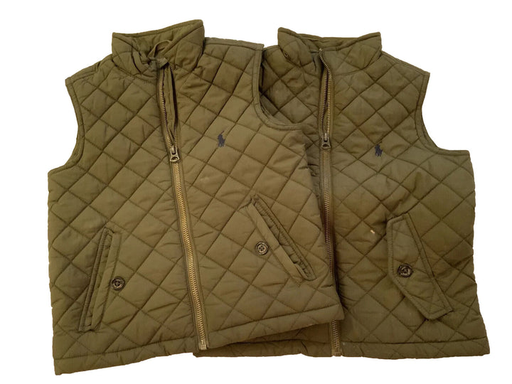 $280 Polo Ralph Lauren KIDS Boys Children Green khaki Vest Gilet 2y and 3y children